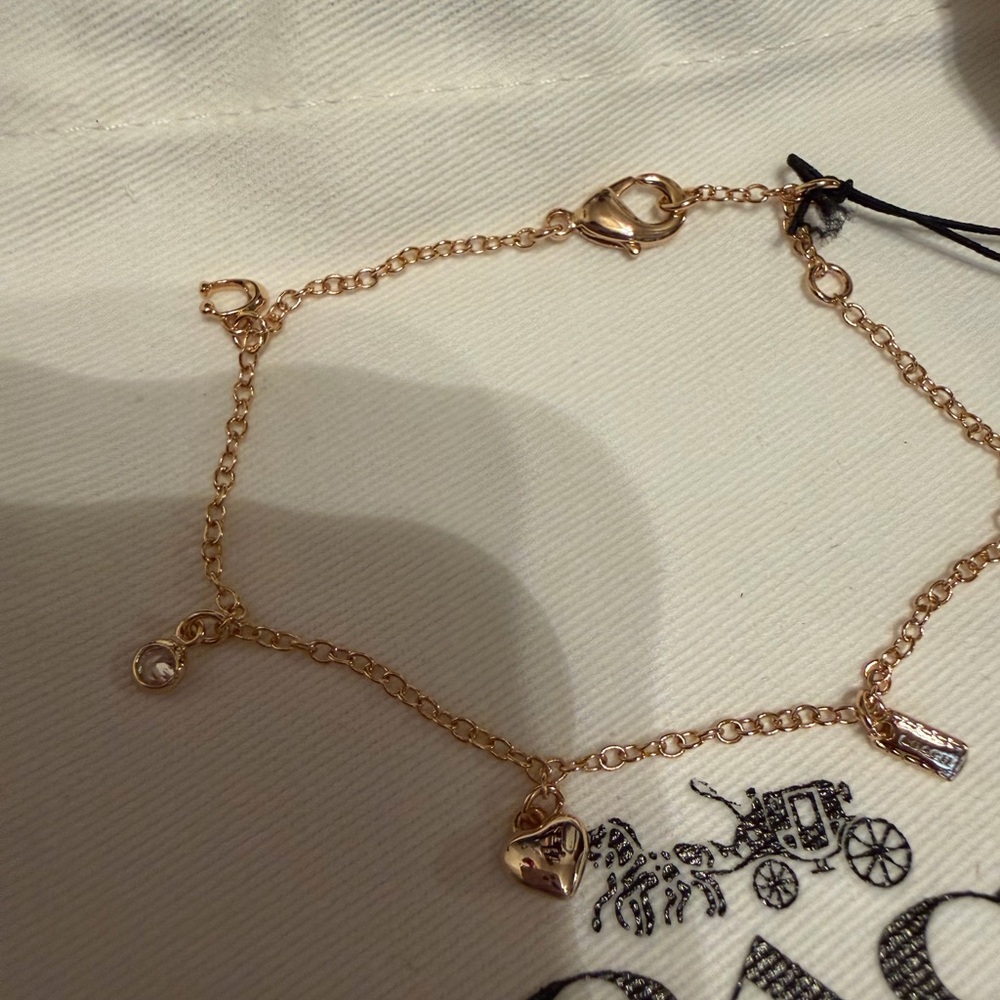 Coach Rose Gold-Tone Heart & Tag Charm Bracelet - Picture 3 of 3